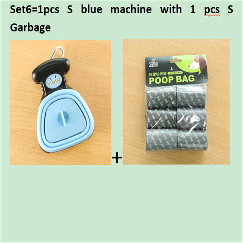 Dog Pet Travel Foldable Pooper Scooper with 1 Roll Decomposable Bags Poop Scoop Clean Pick up Excreta Cleaner Epacket Shipping