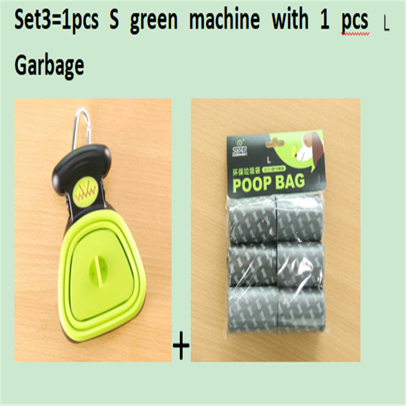 Dog Pet Travel Foldable Pooper Scooper with 1 Roll Decomposable Bags Poop Scoop Clean Pick up Excreta Cleaner Epacket Shipping