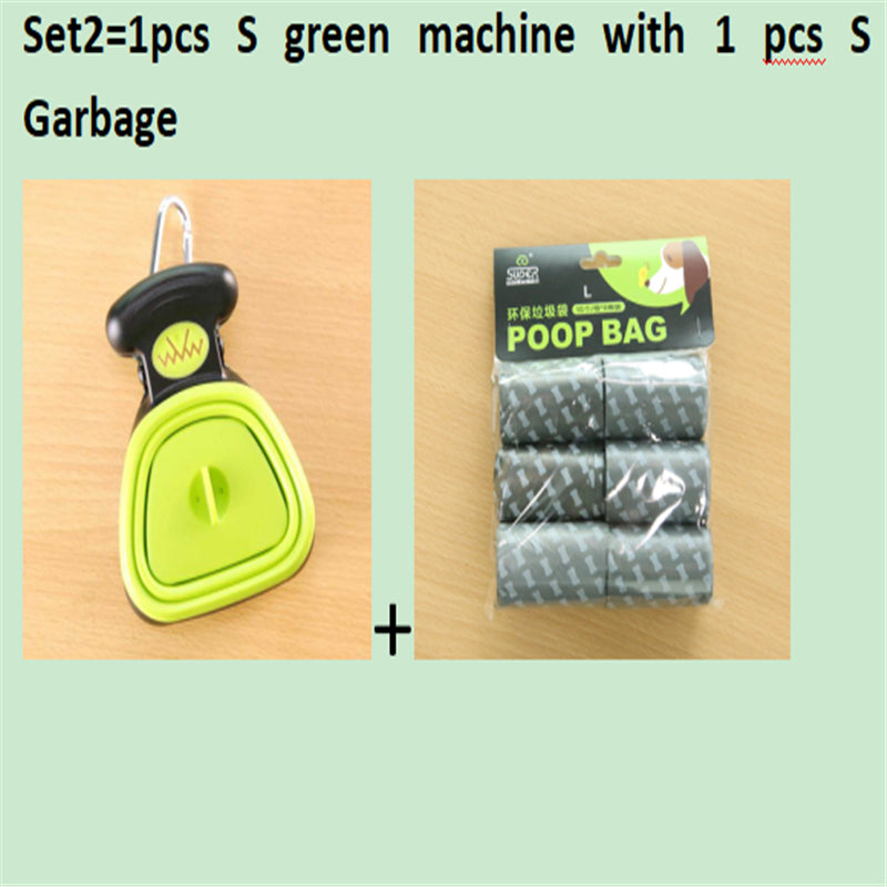 Dog Pet Travel Foldable Pooper Scooper with 1 Roll Decomposable Bags Poop Scoop Clean Pick up Excreta Cleaner Epacket Shipping