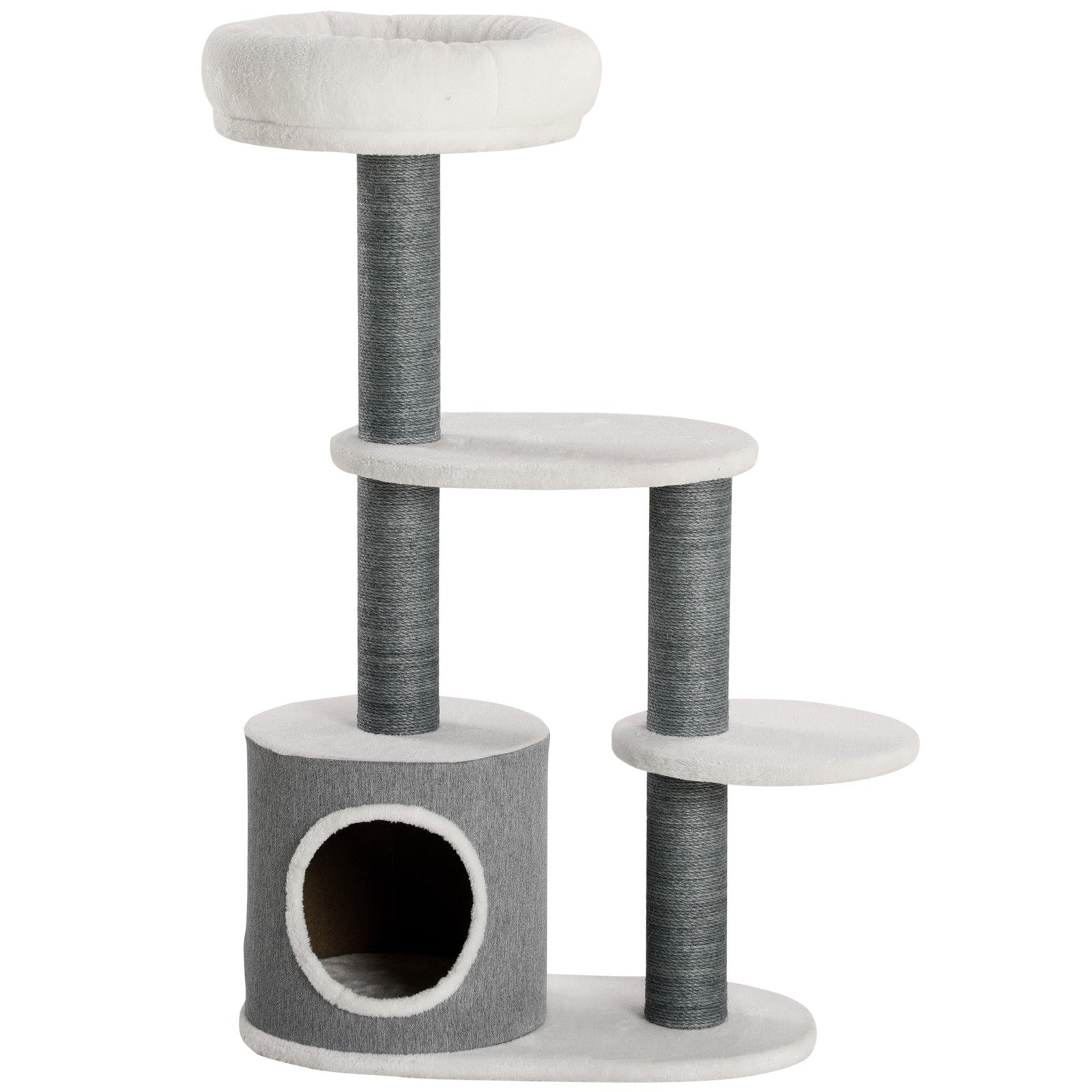 Pawhut Cat Tree, Multi-Level Cat Tower with Scratching Posts, Condo, White
