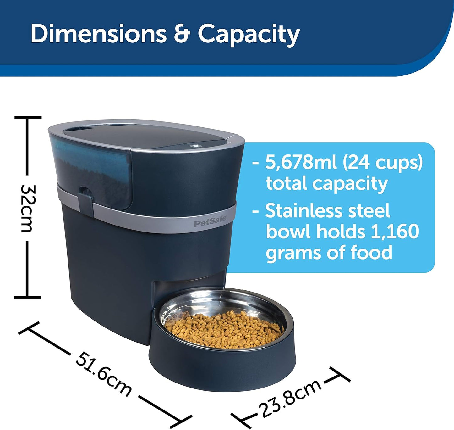 Smart Feed Automatic Dog and Cat Feeder - 2Nd Generation - 24-Cups - Wi-Fi Enabled App for Iphone and Android Smartphones - Compatible with Alexa, Black (PFD19-16861)