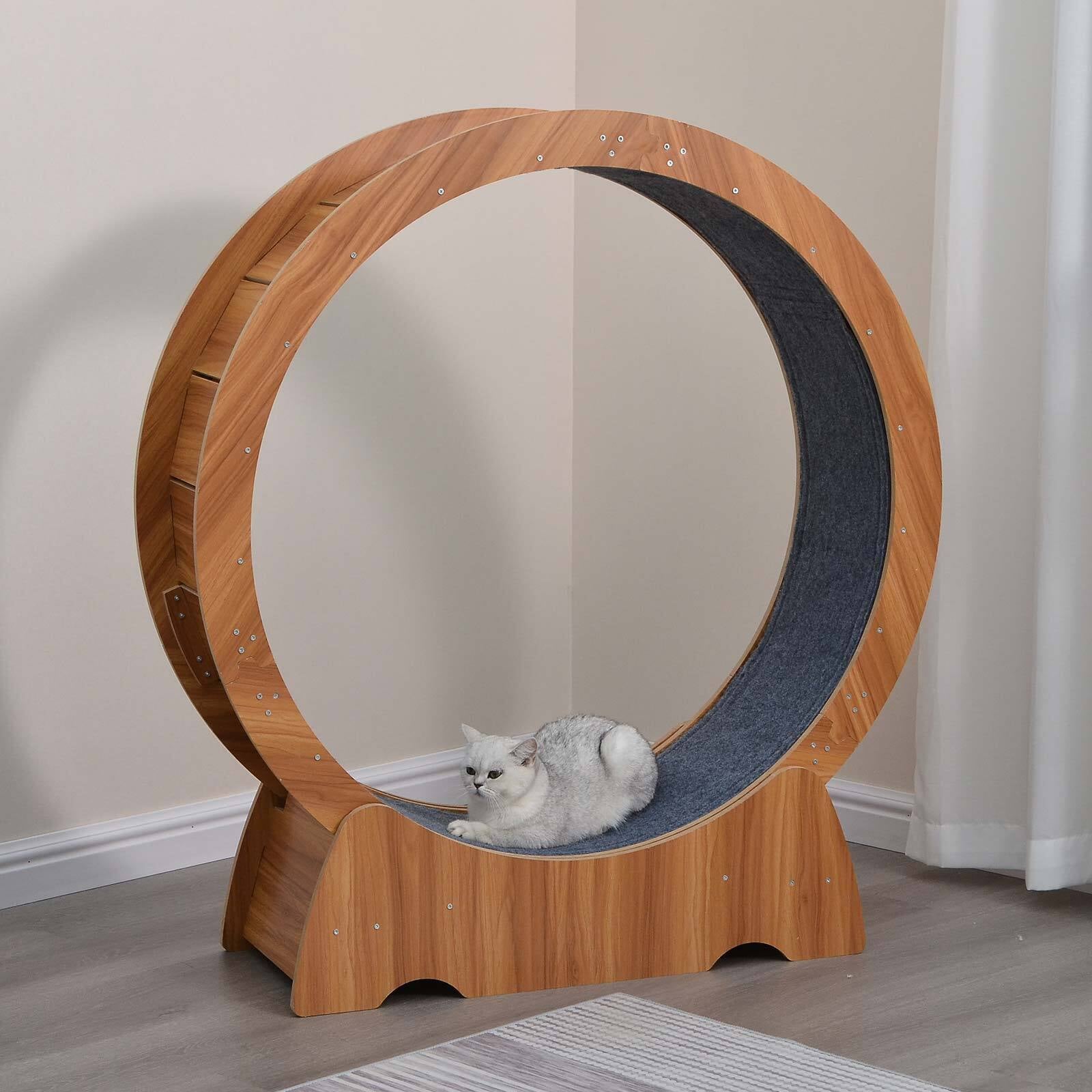 Rypetmia Cat Exercise Wheel Large Wooden/Pvc Cat Treadmill Running Wheel Cat Toy