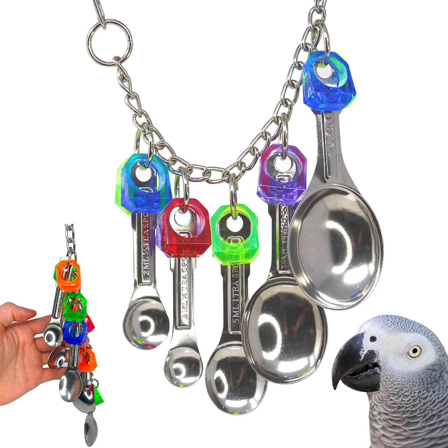 1969 Spoon Delight Bird Toy Parrot Cage Toys Cages African Grey Amazon Conure