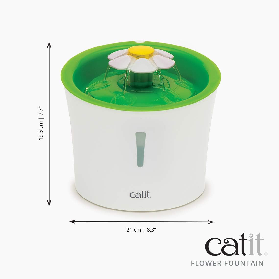Senses Flower 2.0 Cat Water Fountain 3L Green, Modern Cat Fountain, Triple Filtration, Fontaine Pour Chat, Pet Water Fountains, Perfect for Indoor Cats