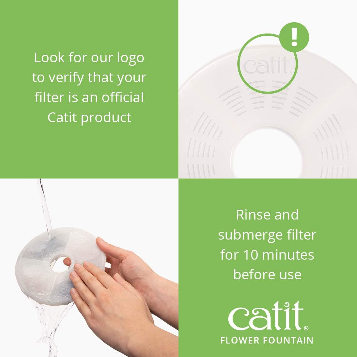 Senses Flower 2.0 Cat Water Fountain 3L Green, Modern Cat Fountain, Triple Filtration, Fontaine Pour Chat, Pet Water Fountains, Perfect for Indoor Cats