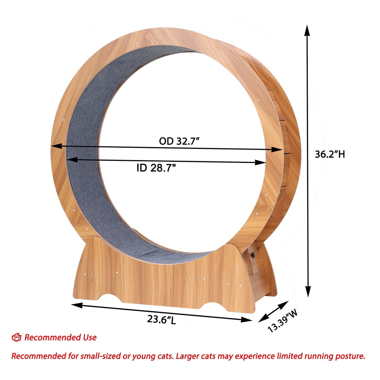Rypetmia Cat Exercise Wheel Large Wooden/Pvc Cat Treadmill Running Wheel Cat Toy