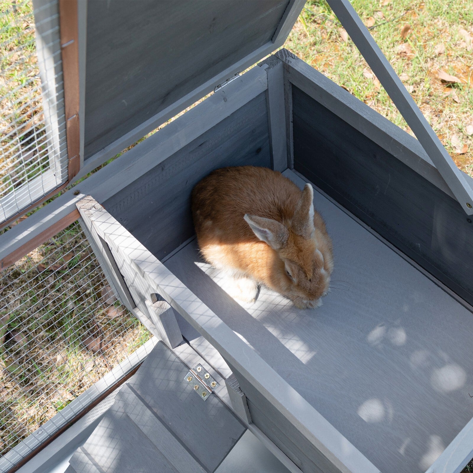2 Tier-Rabbit Hutch Indoor Wooden Rabbit Cage Guinea Pig Cage W/Removable Tray