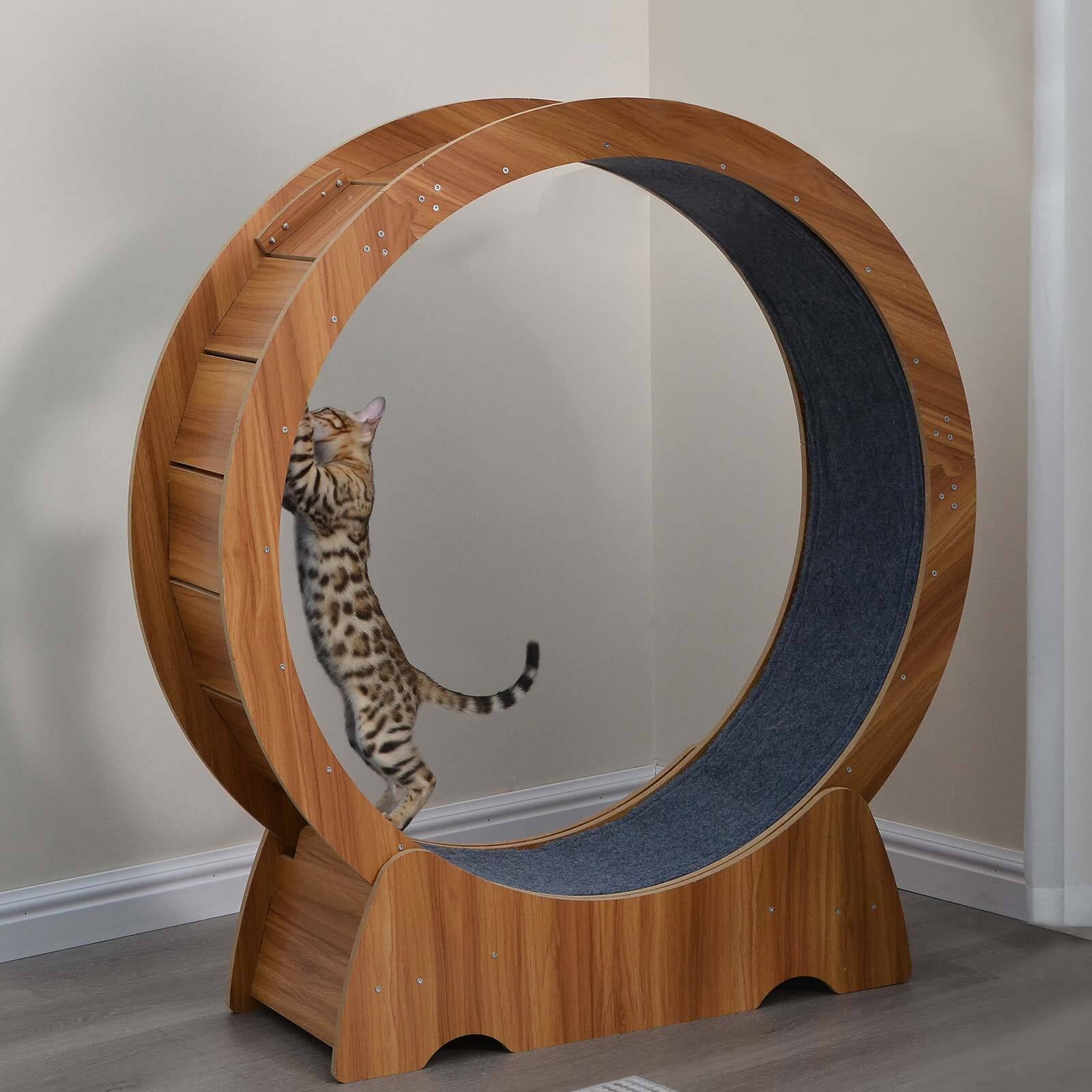 Rypetmia Cat Exercise Wheel Large Wooden/Pvc Cat Treadmill Running Wheel Cat Toy