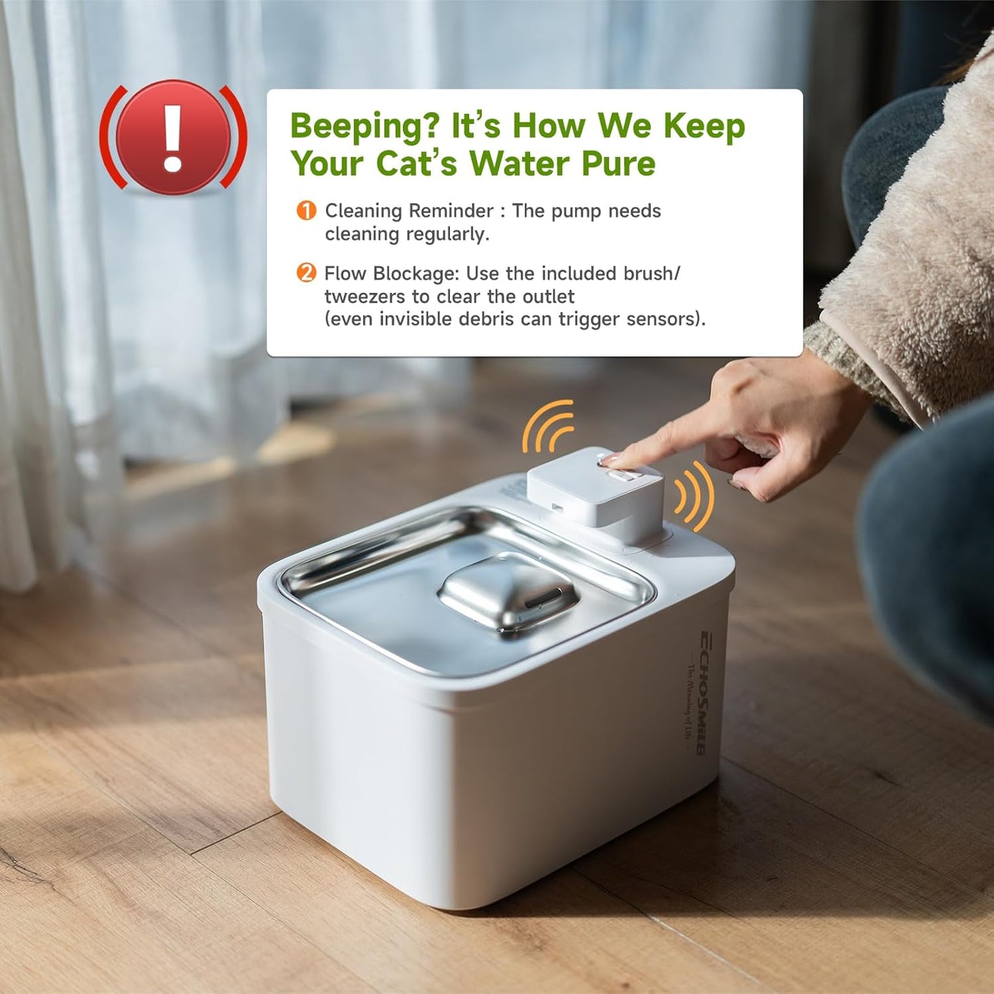 4L Wireless Cat Water Fountain, Ultra-Quiet Rechargeable Pet Water Fountain with 5200Mah Battery, Stainless Steel, Easy to Clean & Assemble, Automatic Water Fountain for Cats & Dogs