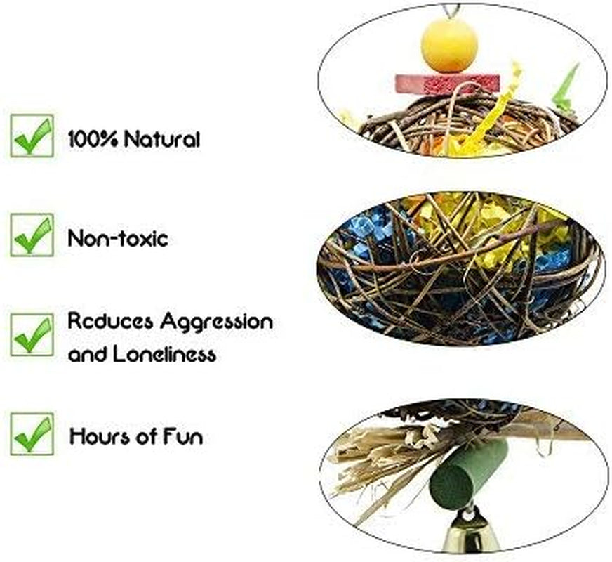 2 Pack Bird Chewing Toys Foraging Shredder Parrot Cage Shredder Hanging Toy for Cockatiel Conure African Grey Amazon