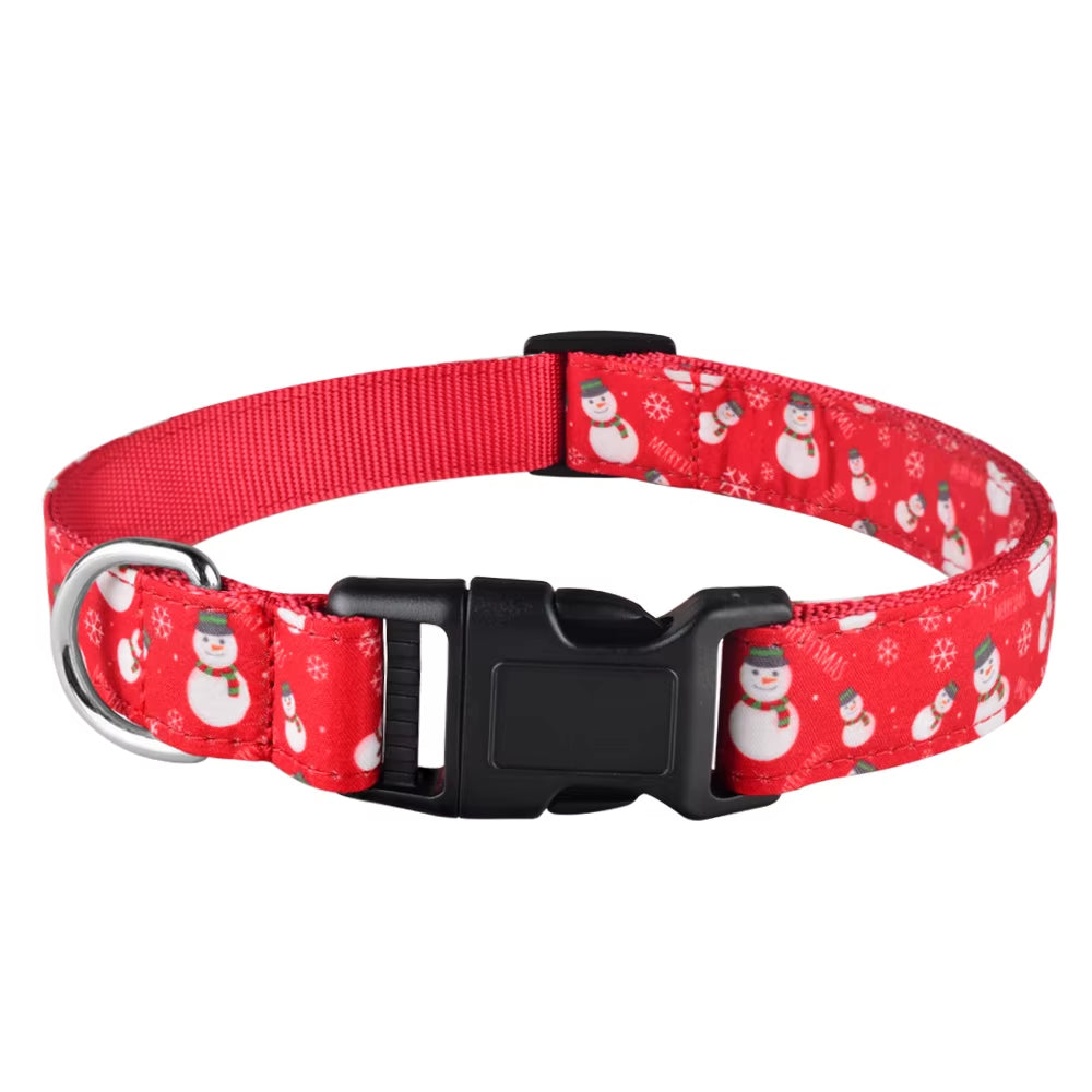 Christmas Dog Collar Adjustable XMAS Durable Nylon Printed Boy Girl Collar Perro Chihuahua Nylon Necklace Puppy Gift