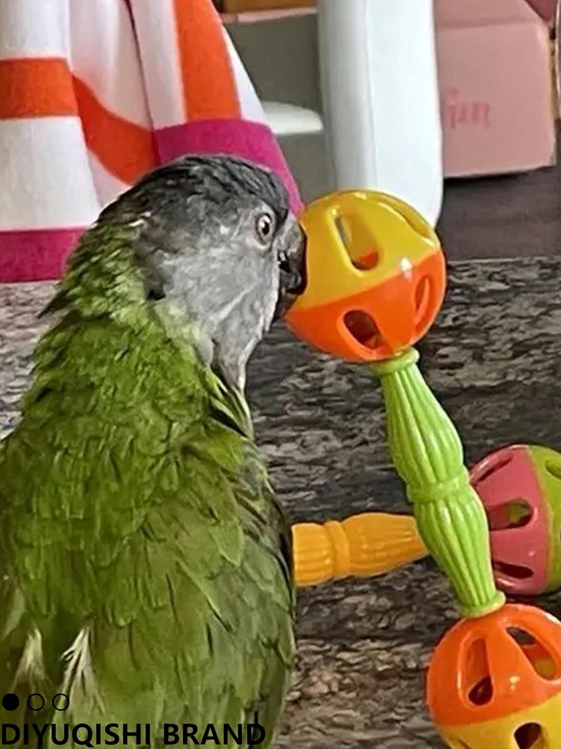10 Pcs Bird Toy Set with Natural Rattan Balls Plastic Bell Balls for Parrots Safe Materials Encourages Play Perfect for Cage Home Decoration