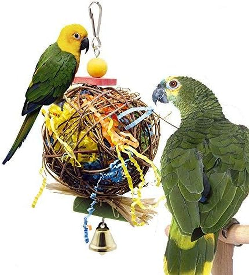 2 Pack Bird Chewing Toys Foraging Shredder Parrot Cage Shredder Hanging Toy for Cockatiel Conure African Grey Amazon